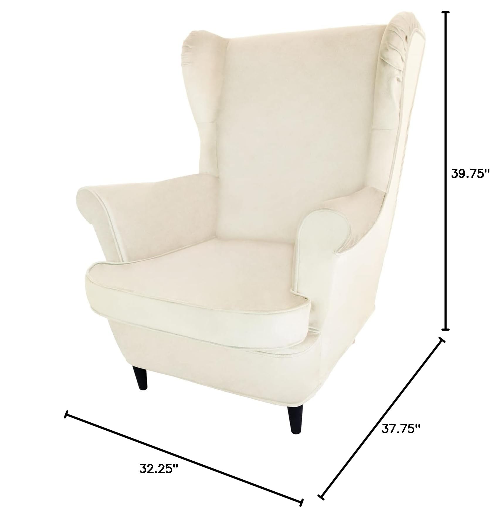 Velvet Armchair Cover for IKEA Strandmon Wing Chair - Warm White Sofa Slipcover, Stretchable Living Room Furniture Protector - Perfect for Home Decor, Pet Protection & Daily Use