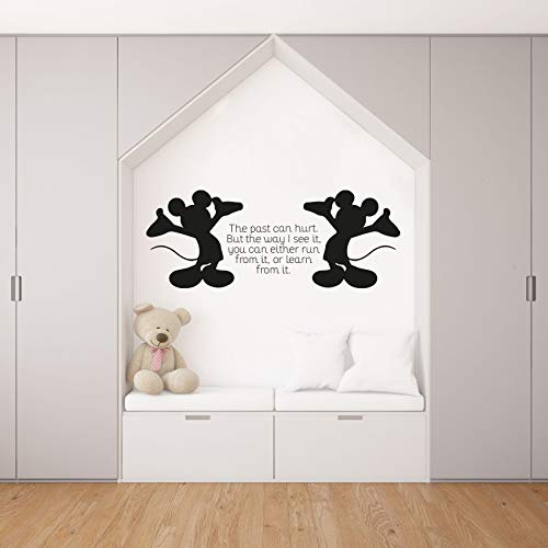 Disney Mickey Mouse Quote Wall Decal - 'Past Can Hurt' Motivational Vinyl Sticker for Kids Room, Bedroom, Nursery, Kindergarten - 27x30 Inch Fun Home Decor - Perfect for Disney Fans & Cartoon Themed Spaces