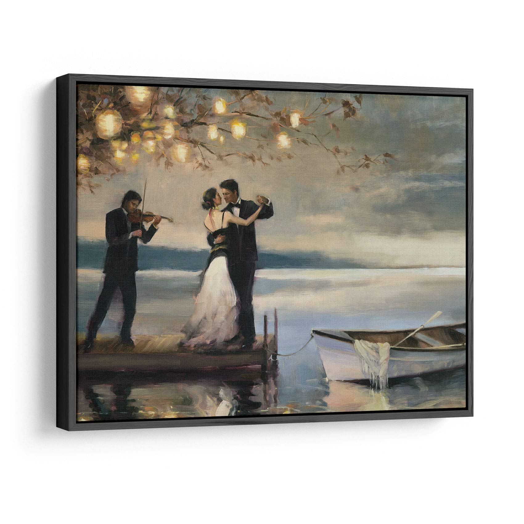 Twilight Romance Violin Art Print - 24x36 Inches, Gallery Wrap & Floating Black Frame - Perfect for Living Room, Bedroom, or Office Wall Decor