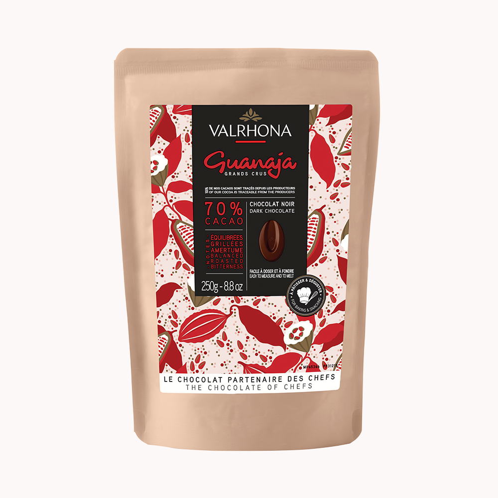 Valrhona Dark Guanaja 70% Cacao Chocolate Bar 8.8oz (250g) - Premium Baking & Gourmet Dessert Ingredient