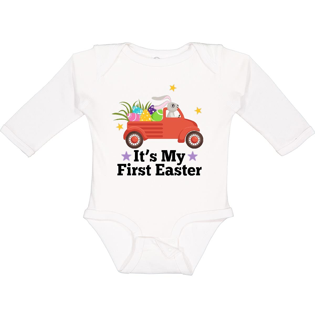 Inktastic First Easter Bunny Egg Truck Long Sleeve Baby Bodysuit - Adorable Easter Outfit for Infants & Newborns - Perfect for Easter Photos, Family Gatherings & Spring Celebrations