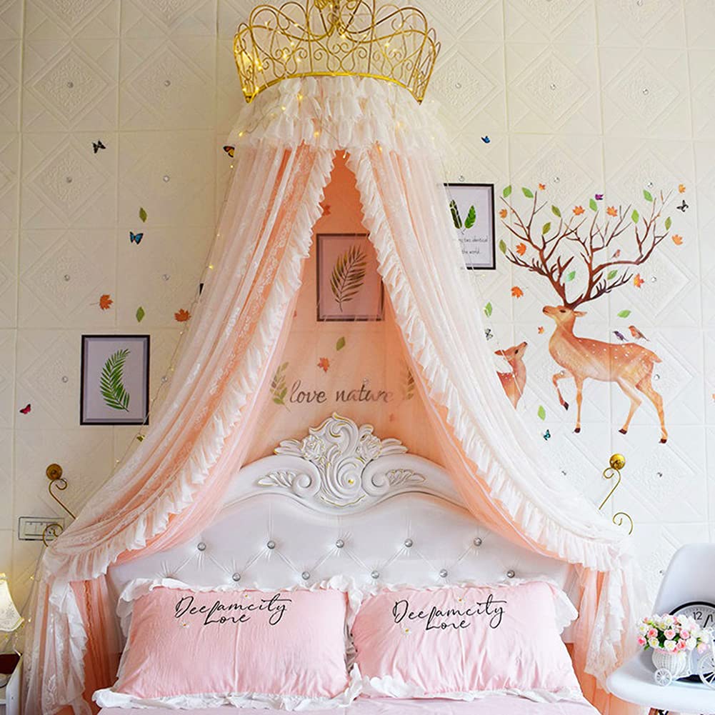 **Round Princess Bed Canopy - Soft Dome Mosquito Net for Girls Room, Dreamy Castle Tent & Reading Nook Decoration - Perfect for Bedrooms, Playrooms & Sleepovers**