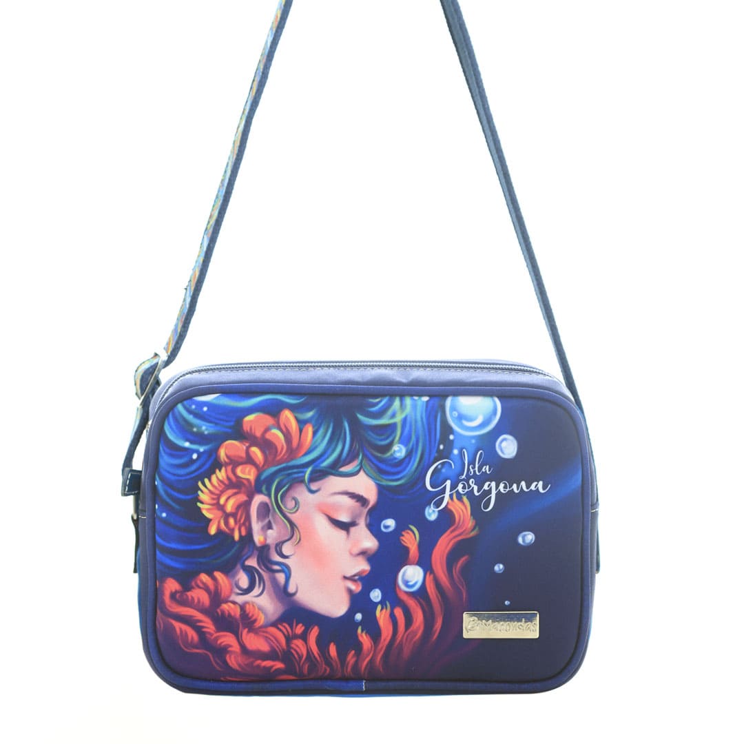 Hands-Free Gorgona Blue Crossbody Bag by Macondas - Perfect for Travel, Shopping & Everyday Use
