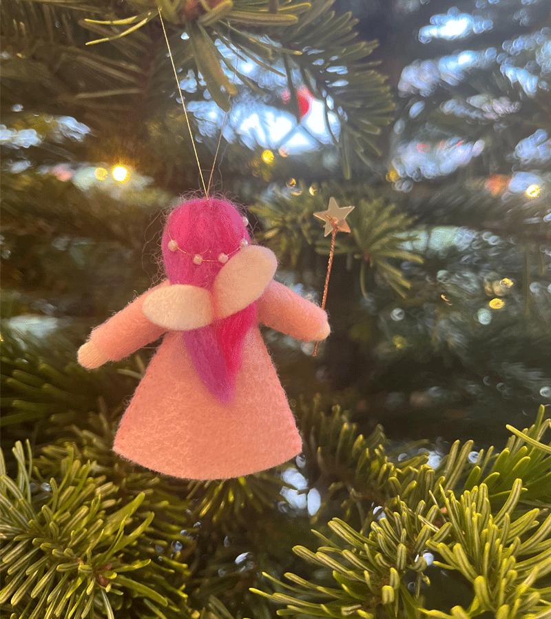 2023 White & Pink Wishing Fairy Doll - Handmade Waldorf Felt Fairy Toy for Kids | Perfect for Imaginative Play, Waldorf Education & Nursery Decor