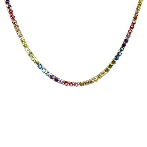 Rainbow Tennis Necklace for Women - Elegant Colorful Crystal Pendant Jewelry - Perfect for Parties, Weddings & Everyday Wear
