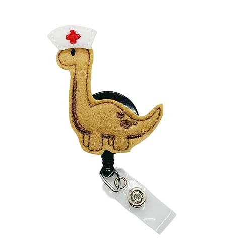 Dinosaur Nurse Badge Reel - Retractable ID Holder for RNs & Medical Staff - Clip On for Work