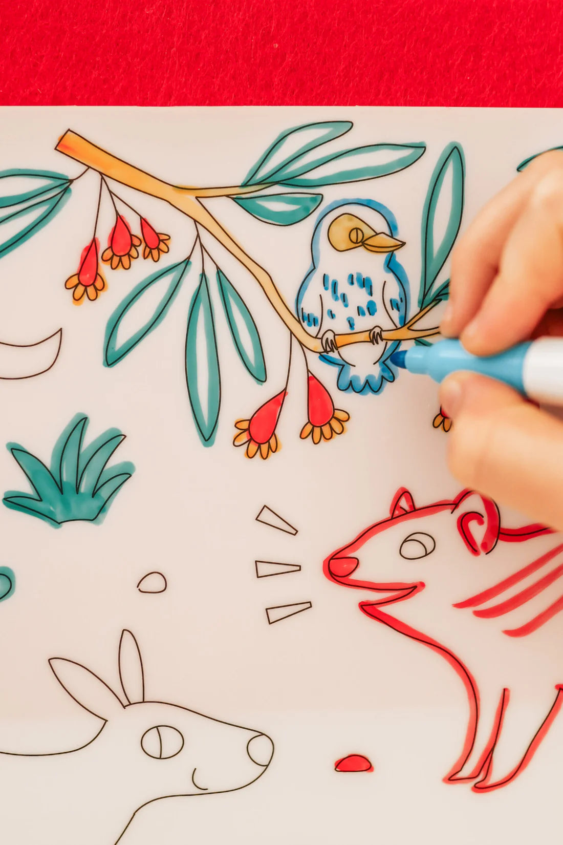 Reusable Scribble Mat Set with Baby Australian Animals - Washable Kids Drawing Mat for Toddlers & Preschoolers - Perfect for Travel, Home & Classroom Playtime