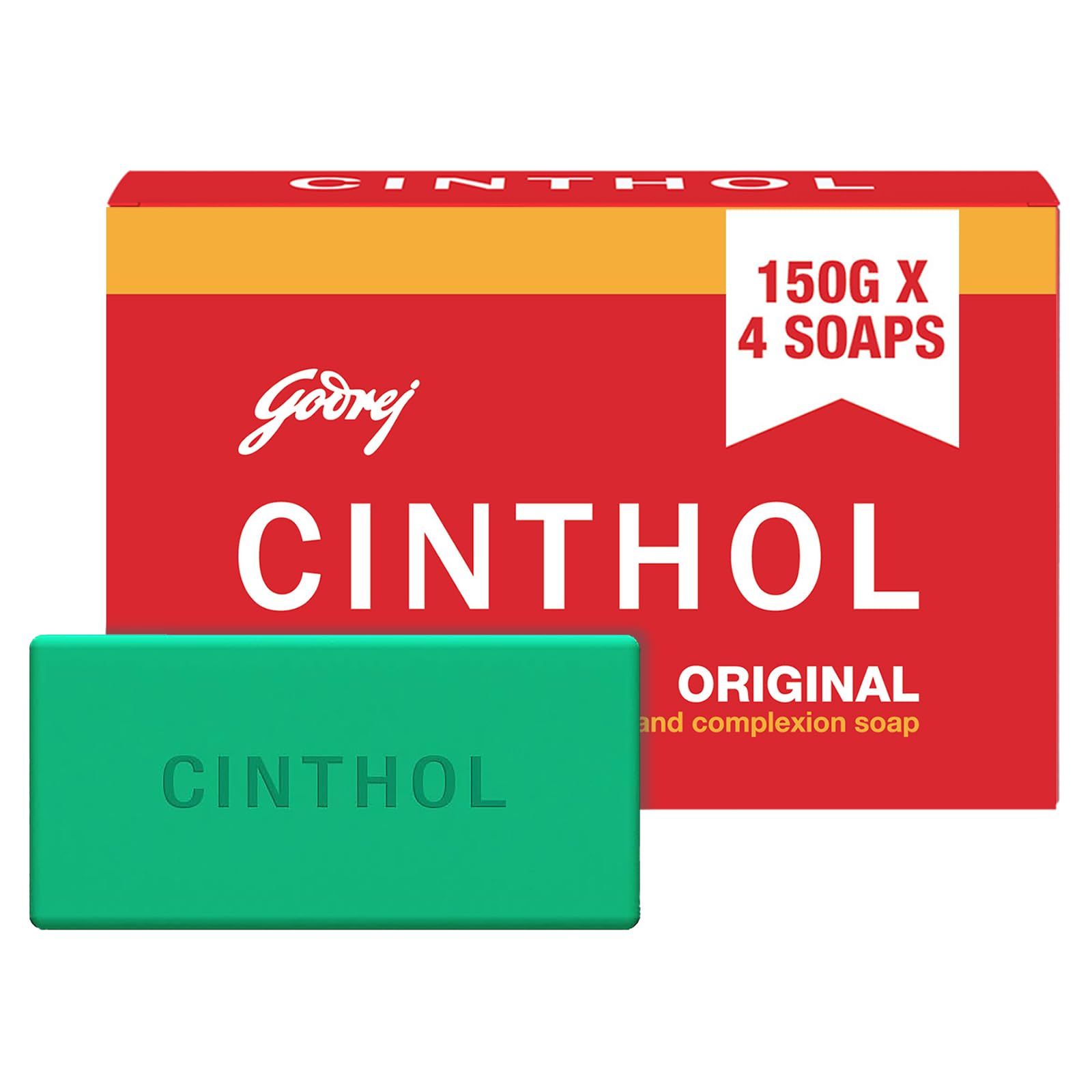 Cinthol Original Germ Protection Soap - 150g (Pack of 4) | Antibacterial Bath Soap for All Skin Types | Refreshing Body Wash for Men & Women | Gym, Travel & Daily Use