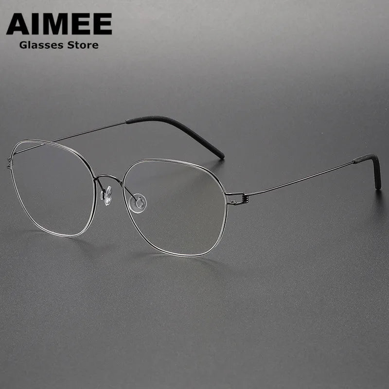 Stylish Aimee Unisex Full Rim Oval Square Screwless Titanium Eyeglasses Frame 5417 - Lightweight & Durable for Work, Reading & Everyday Wear
