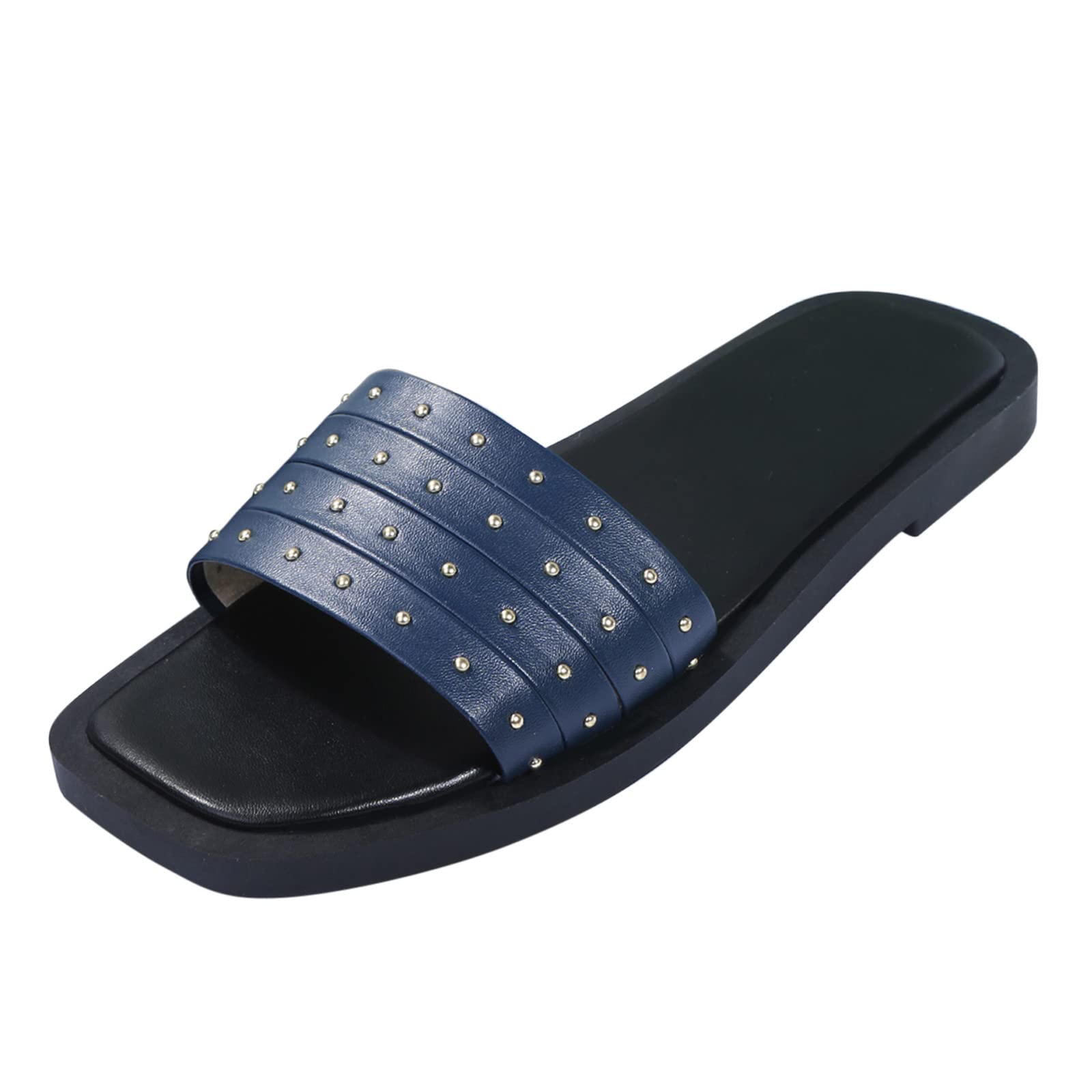 **Ankarnis Women's Rhinestone Flat Sandals - Comfortable Slip-On Casual Shoes for Summer, Beach & Outdoor Wear - Breathable Open-Toe Slippers**
