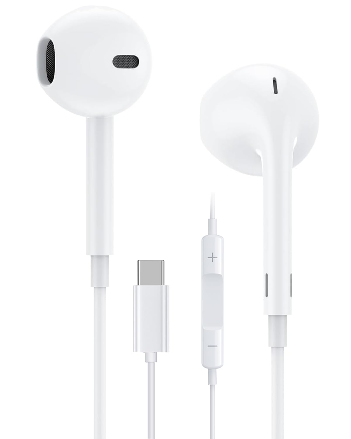 USB C Wired Headphones with Mic - Type-C Earbuds for iPhone 15 Pro Max, Samsung Galaxy, iPad Pro/Air/Mini, Google Pixel & OnePlus - Noise Isolating Deep Bass Stereo Sound - Perfect for Commuting, Gaming & Work Calls