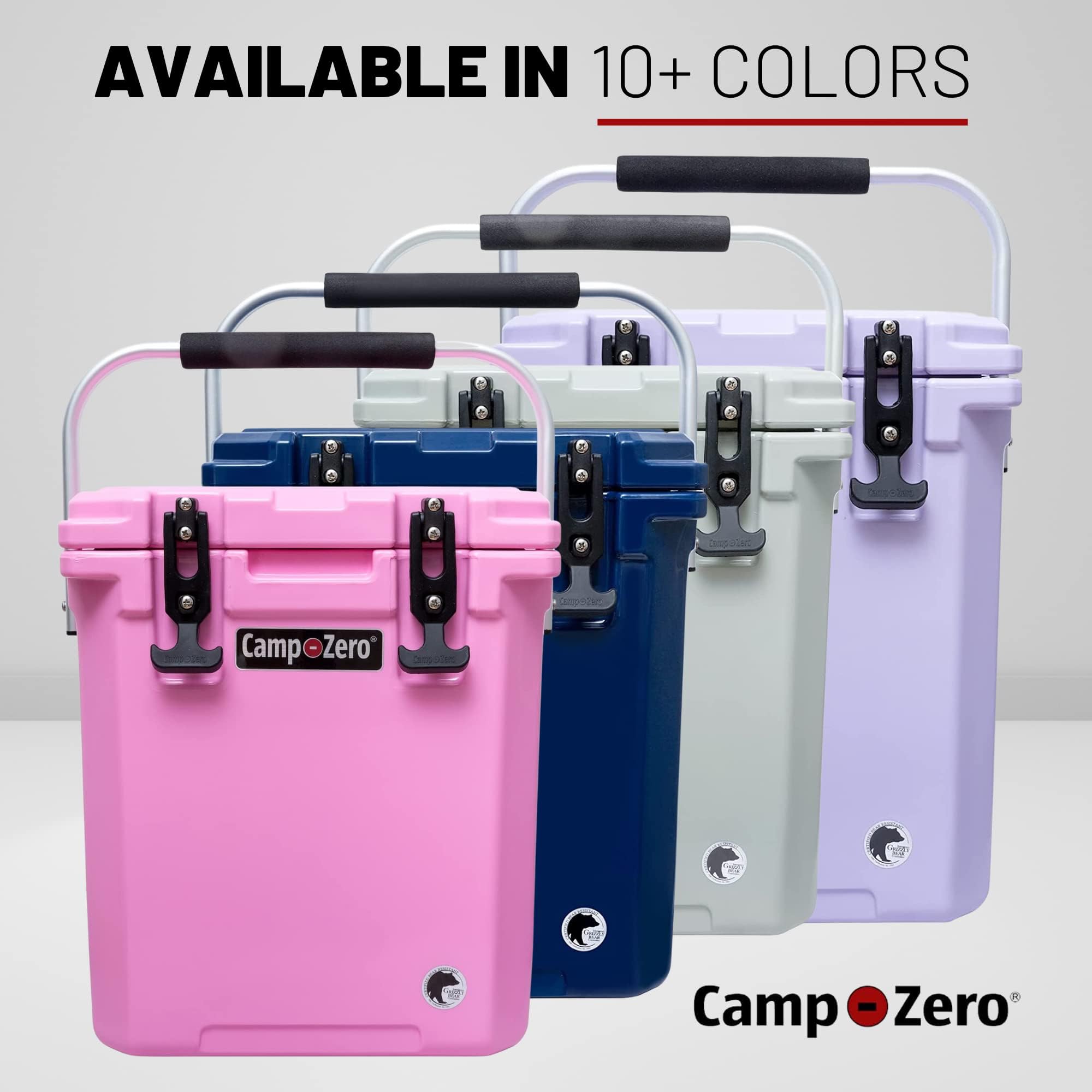 CAMP-ZERO 16L/16.9 Quart Portable Hard Cooler with Divider - Insulated for Drinks, Wine Bottles & Food - Perfect for Beach, Picnics, Boating, Camping & Travel - Features 2 Molded Cup Holders & Folding Aluminum Handle - Great for Outdoor Adventures, Tailgating & Family Gatherings