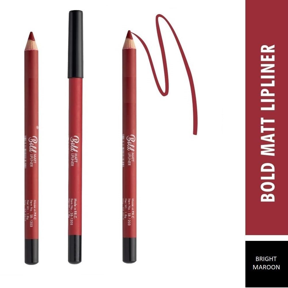 Muphin Trading Company Bold Matte Lipliner Pencil Set of 4 - Long Lasting, Smudge Proof, Waterproof Lip Liner for All-Day Wear | Perfect for Parties, Weddings & Everyday Makeup Looks