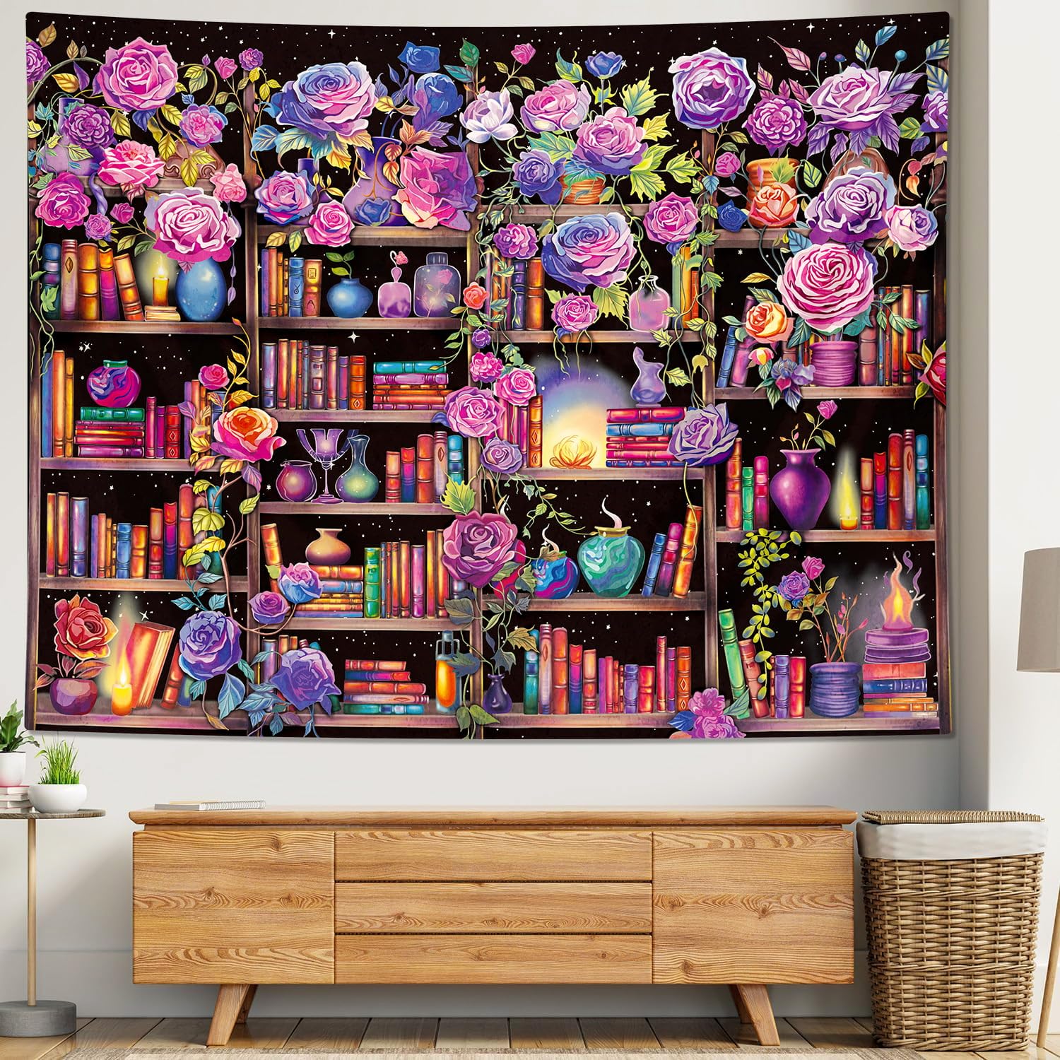 ARTCREATOR Pink and Purple Floral Wall Tapestry - 29