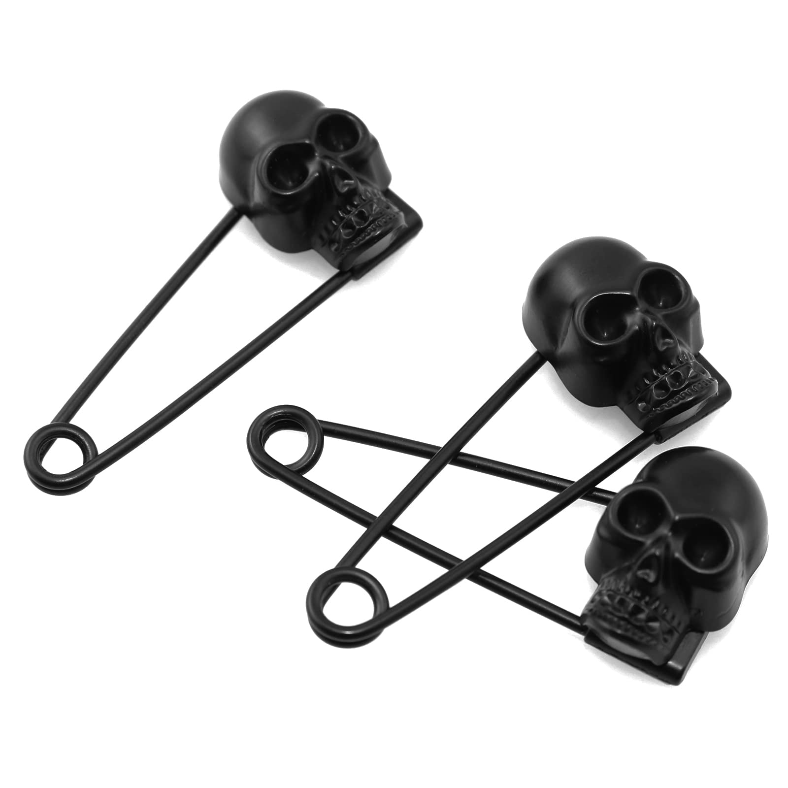 6PCS Black Skull Safety Pins for Blankets & Sweaters - Gothic Style