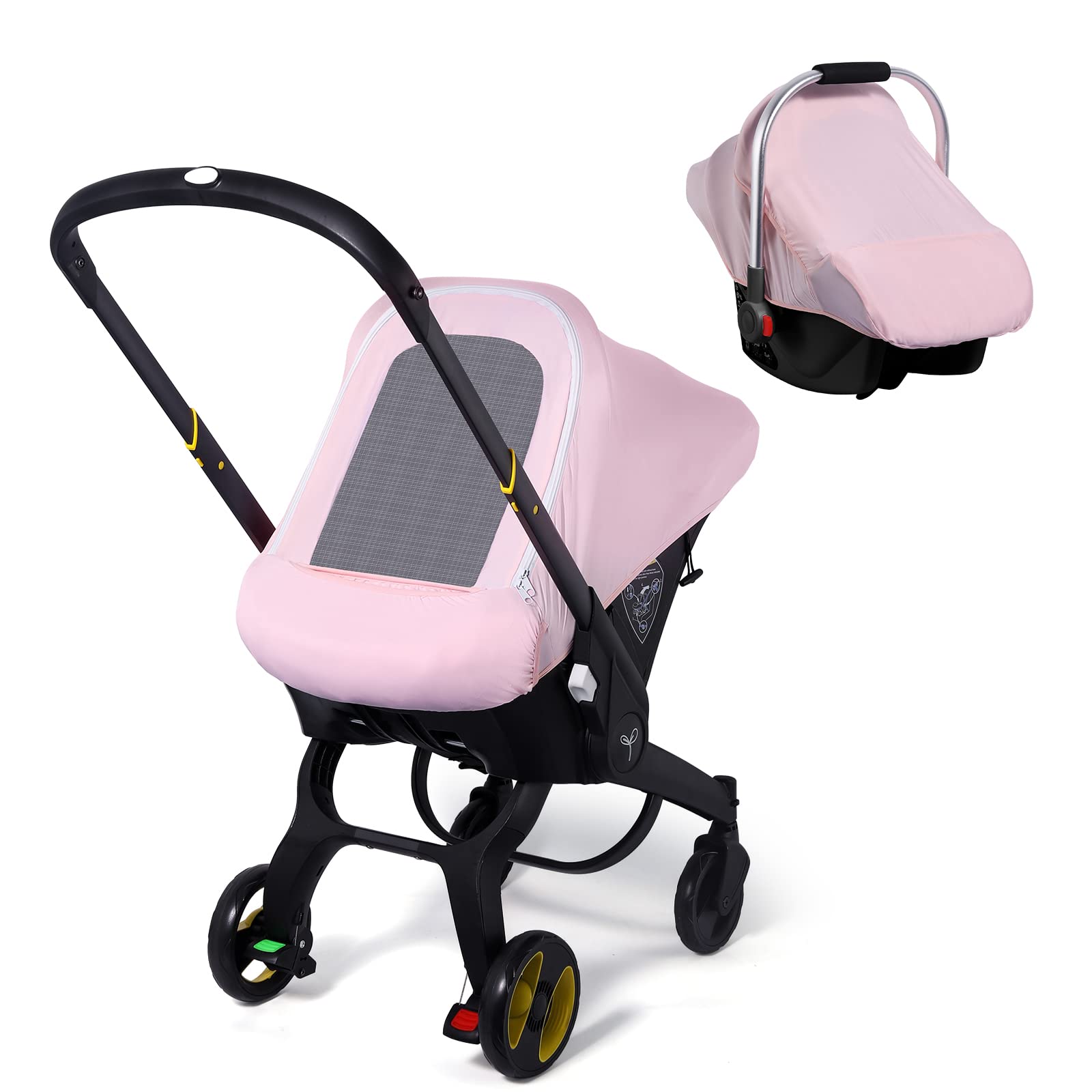 Premium Baby Car Seat Covers for Boys & Girls - Breathable Stretchy Infant Car Seat Canopy with Adjustable Mesh Window & Storage Pocket - Kick-Proof Stroller Cover for Spring & Summer - Perfect for Travel, Shopping & Outdoor Adventures
