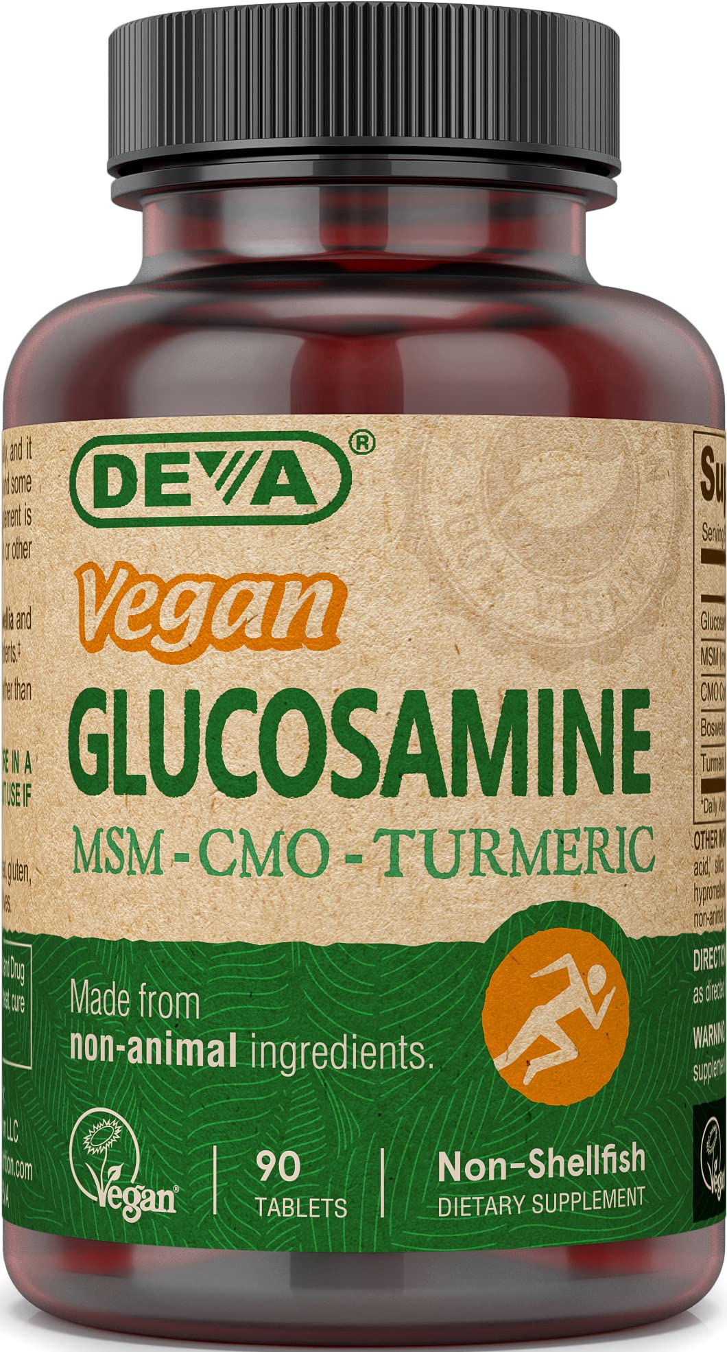 Deva Vegan Glucosamine, MSM & CMO Supplement - 90 Tablets for Joint Support & Mobility | Plant-Based Formula | Packaging May Vary | Ideal for Active Lifestyles, Yoga & Fitness Enthusiasts