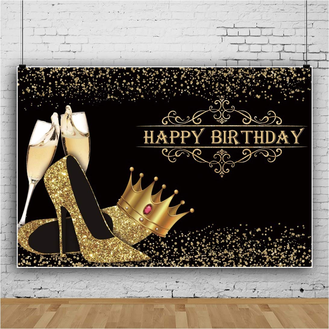 Queen Birthday Backdrop with Crown & Heels for Party Decor