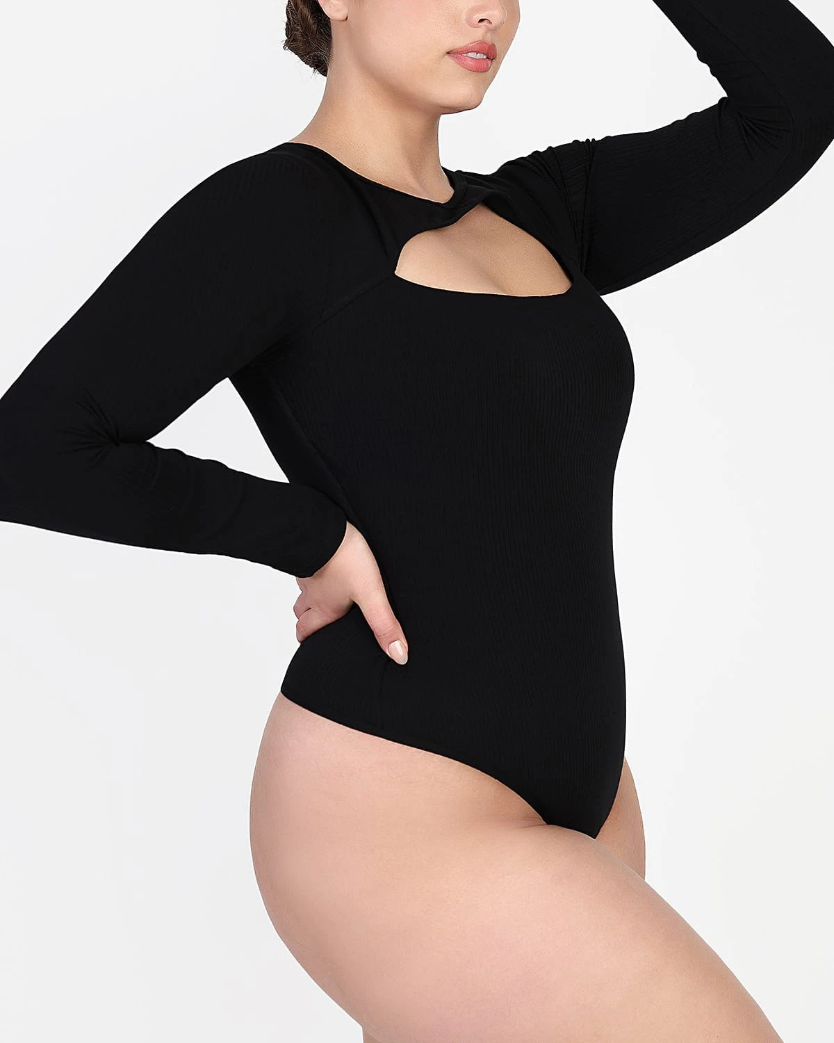 Stylish Cozy Ribbed Cut Out Bodysuit for Women - Perfect for Layering, Date Nights & Casual Outfits