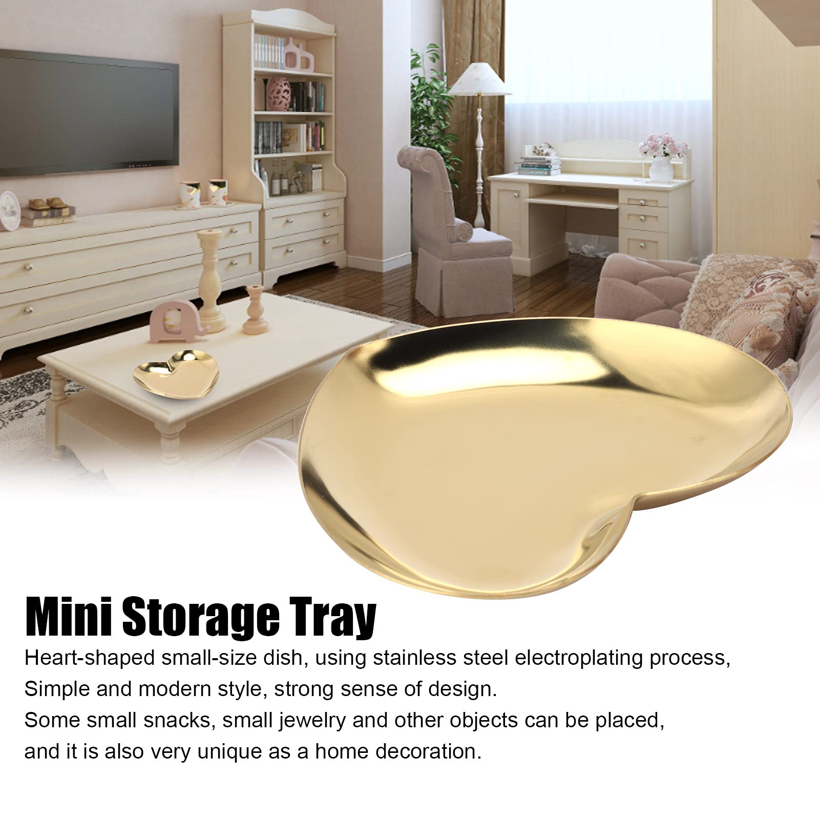 Heart-Shaped Stainless Steel Jewelry Display Tray - Mini Storage Dish for Rings, Earrings & Crafts - Elegant Metal Organizer for Home, Office & Gift Wrapping