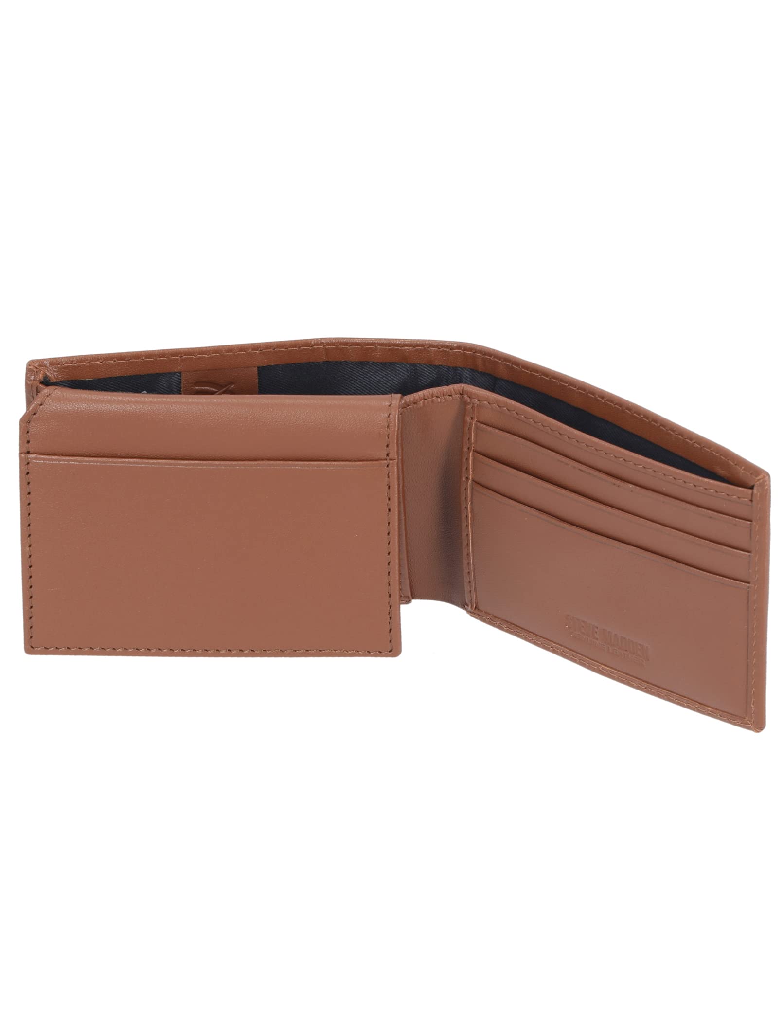 Steve Madden Men's Slim Leather Wallet - RFID Blocking Bifold Wallet with Extra Capacity & Flip Pockets | Perfect for Everyday Carry, Travel & Business (Black)