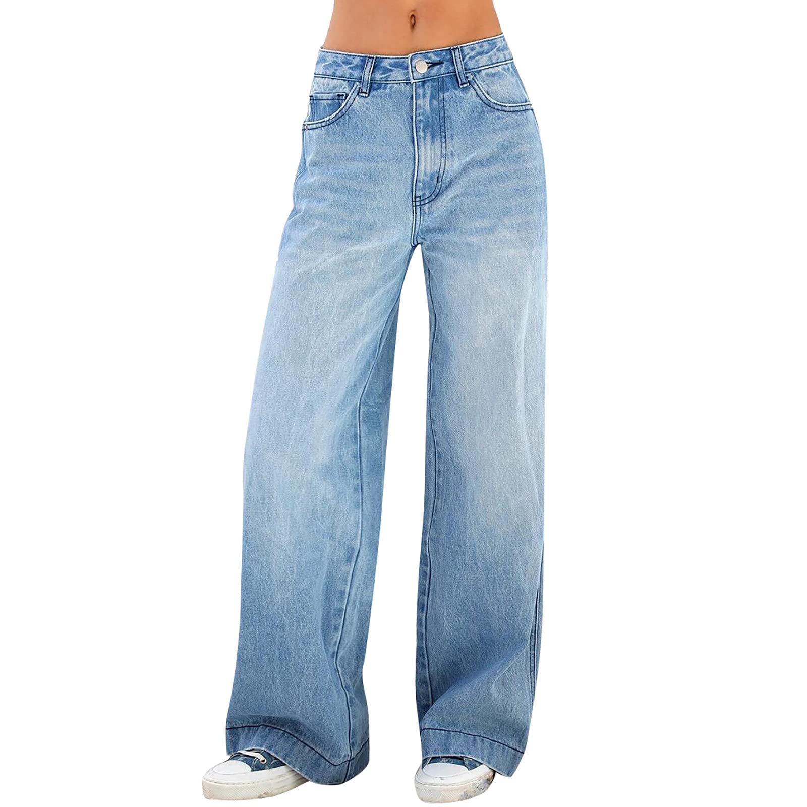 Misaky Women's High Waist Baggy Jeans - Loose Straight Wide Leg Denim Pants for Casual Wear, Street Style & Everyday Comfort