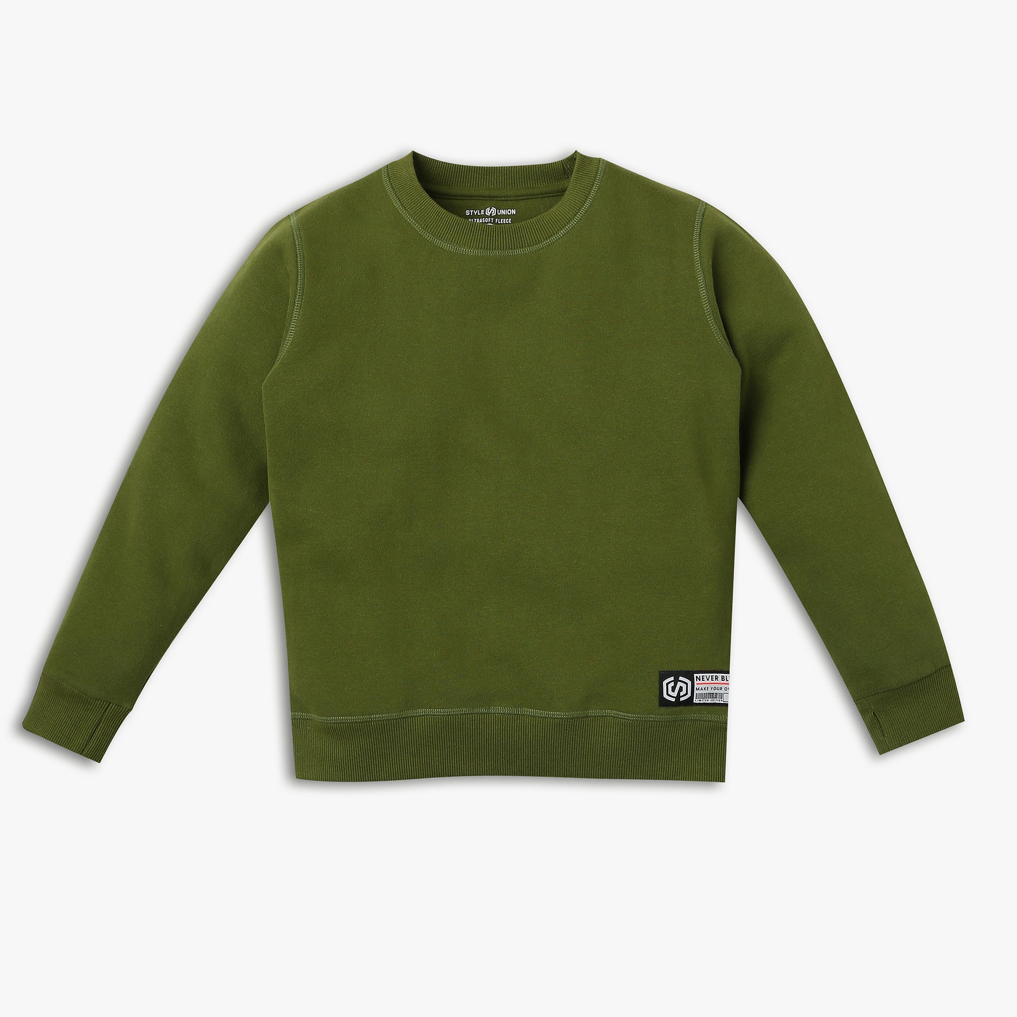 Girls Regular Fit Solid Color Sweatshirt - Soft Cotton Pullover for School, Play & Everyday Comfort