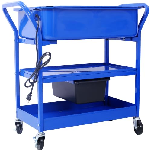 20 Gallon Portable Parts Washer with 325 GPH Pump & Drain Tray - Heavy Duty Mobile Parts Cleaning Machine for Automotive, Industrial & Farm Equipment - Works with Water-Based Cleaning Solutions