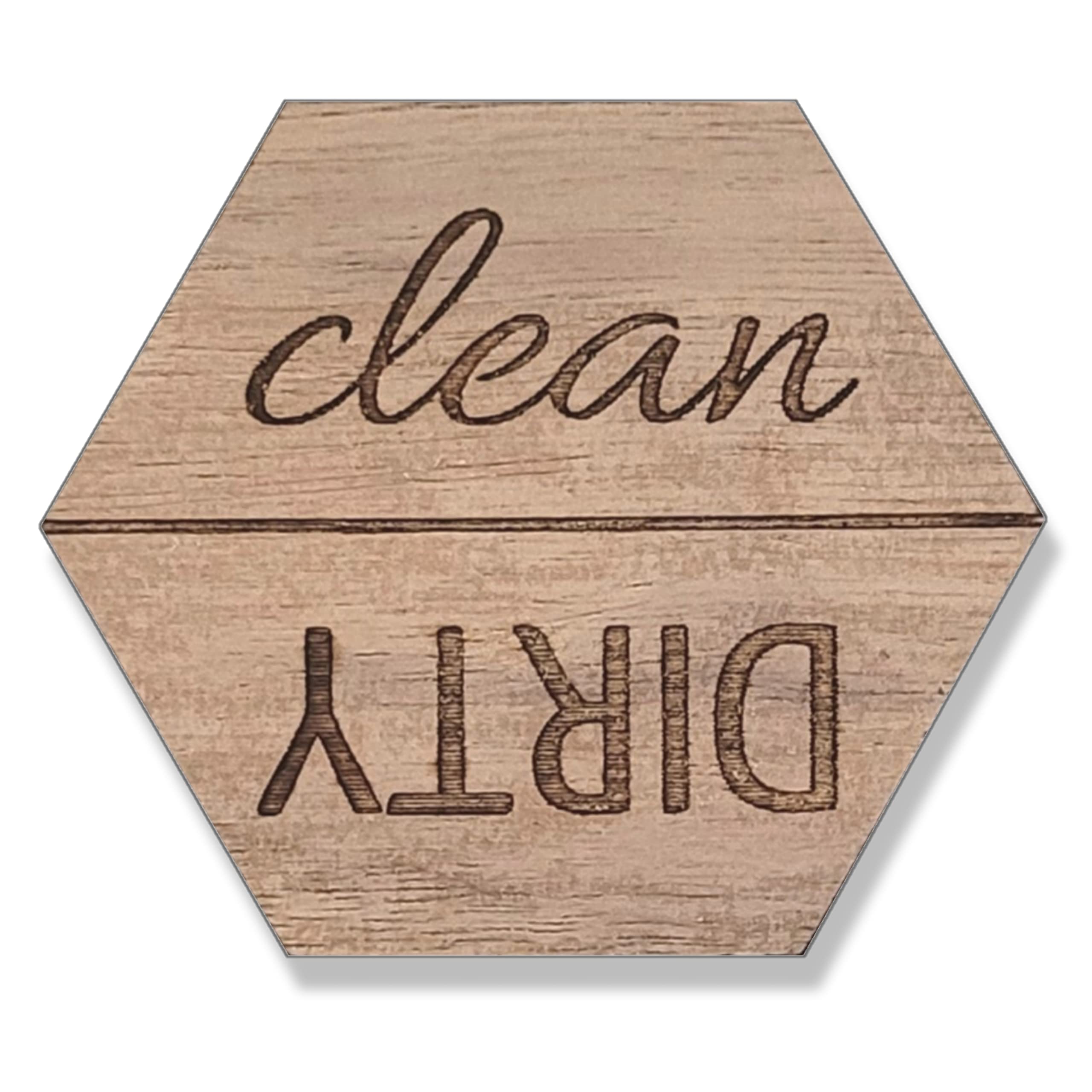 Wooden Reversible Dishwasher Magnet Sign - Clean/Dirty Indicator for Home Kitchen Organization (Light Walnut) | Perfect for Kitchen Countertops, Cabinets & Appliance Decoration