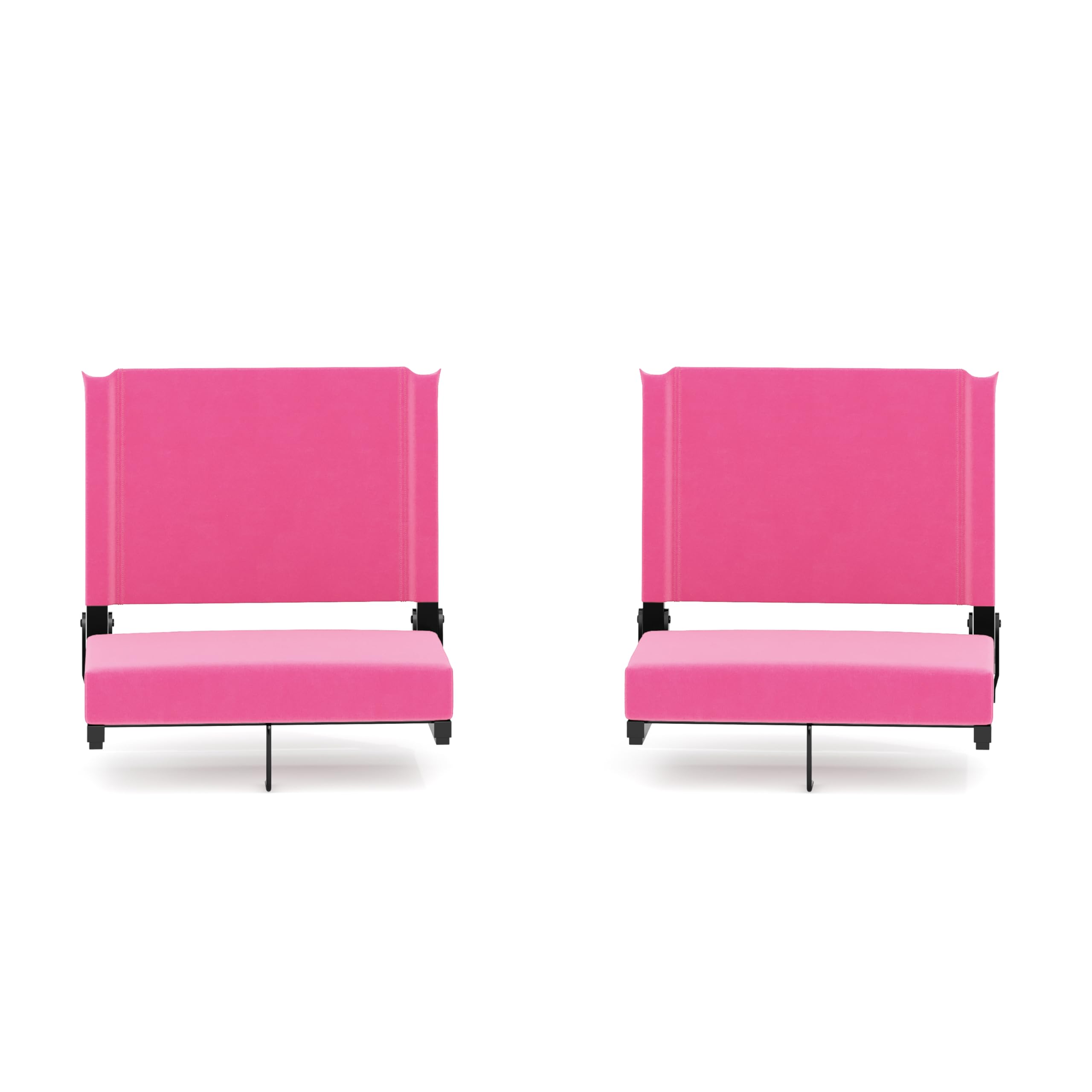 Flash Furniture Grandstand Portable Stadium Seats - 2 Pack Folding Padded Bleacher Chairs with Handle, 500 lb Weight Capacity, Pink | Perfect for Outdoor Sports Games, Concerts, Picnics & Backyard Events