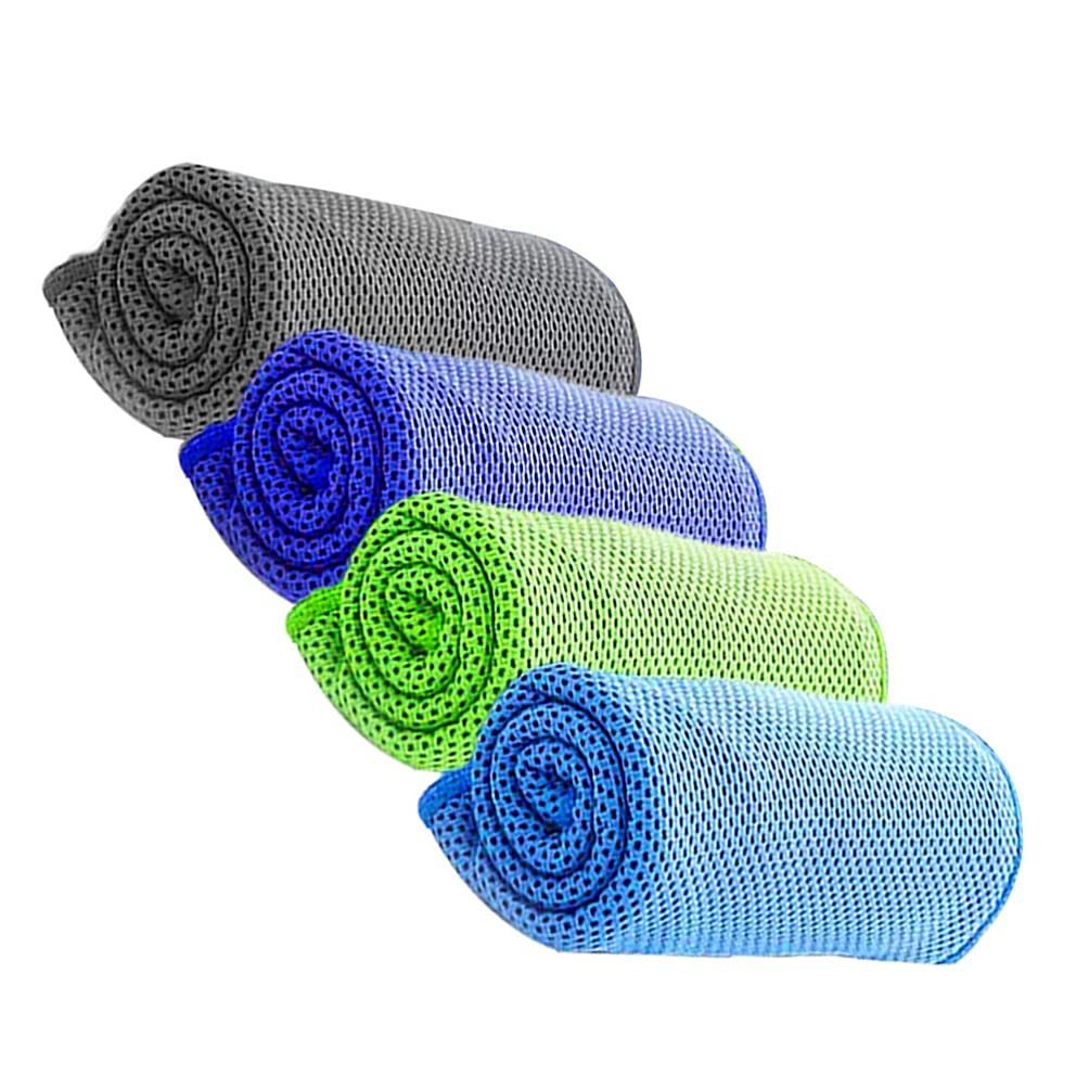 DOITOOL Cooling Sports Towel - 4 Pack Microfiber Ice Towels for Basketball, Yoga, Gym, Running & Workouts - Soft, Breathable & Chilly Towel for Fitness, Camping & Travel - Stay Cool During Exercise & Outdoor Activities
