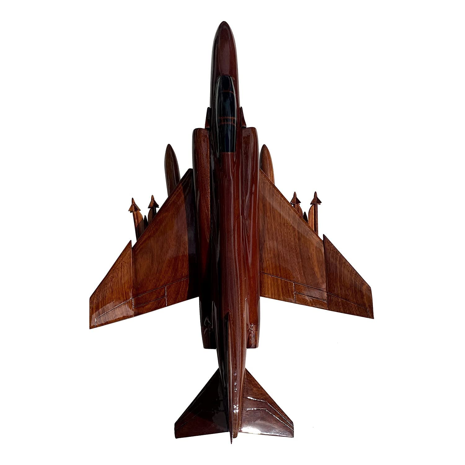F4 Phantom Fighter Jet Mahogany Wood Desktop Model - Perfect for Office Decor, Aviation Enthusiast Gifts & Military Collectors Display
