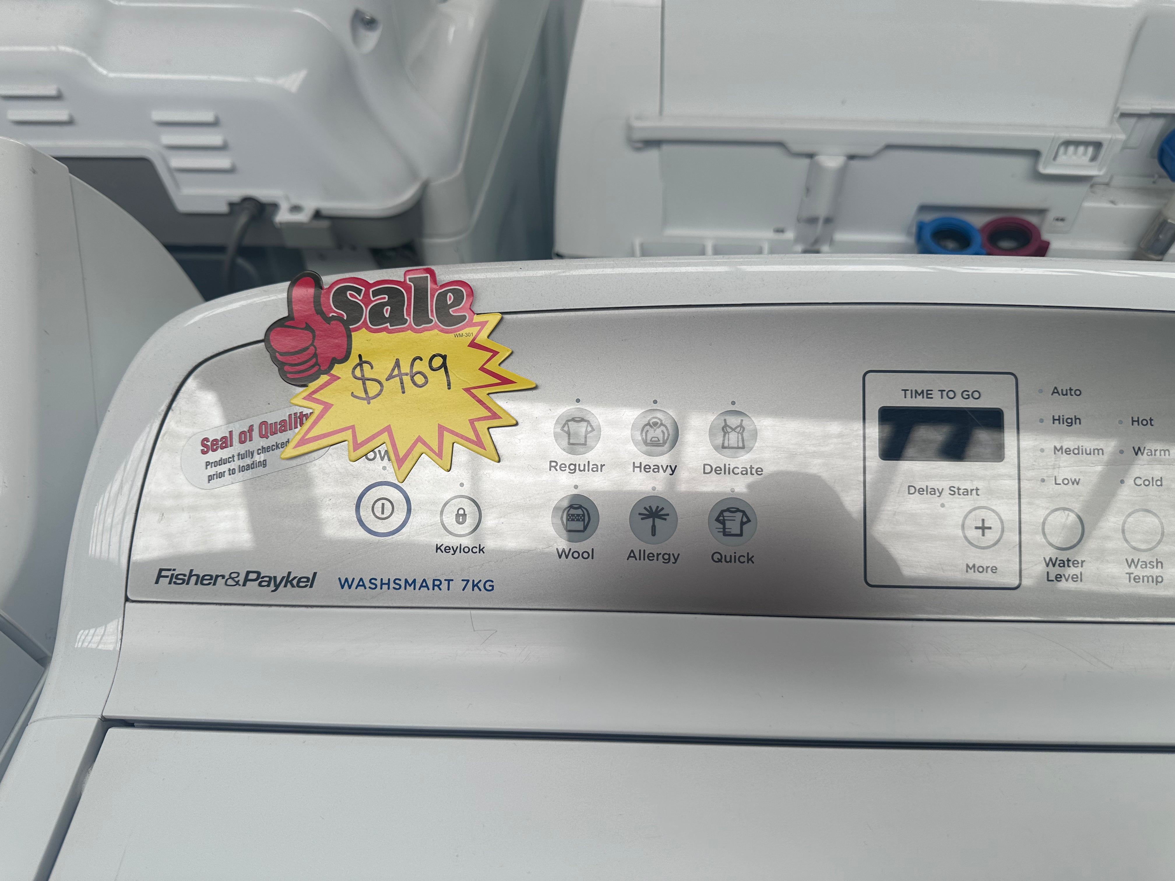 Fisher & Paykel 7kg Top Load Washing Machine - Certified Refurbished | Energy Efficient Laundry Solution for Apartments & Small Homes
