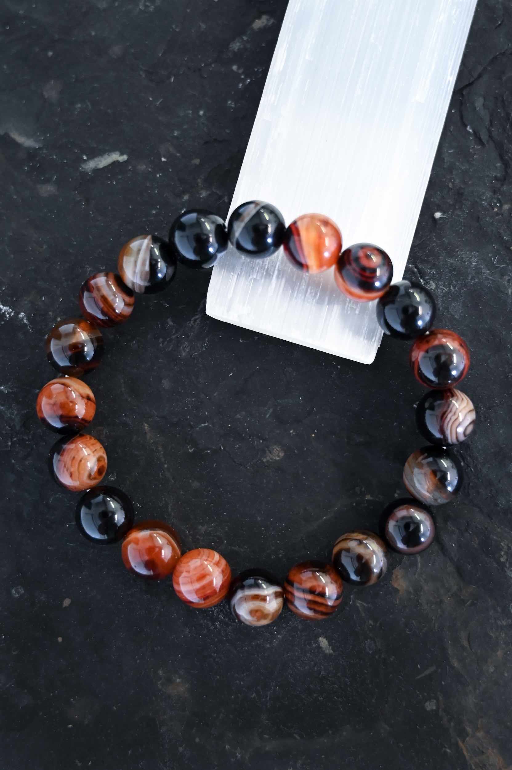 Brown Agate Bracelet for Women - Natural Stone Beaded Adjustable Wristband for Healing, Meditation & Positive Energy | Boho Chic Jewelry for Everyday Wear & Spiritual Gifts