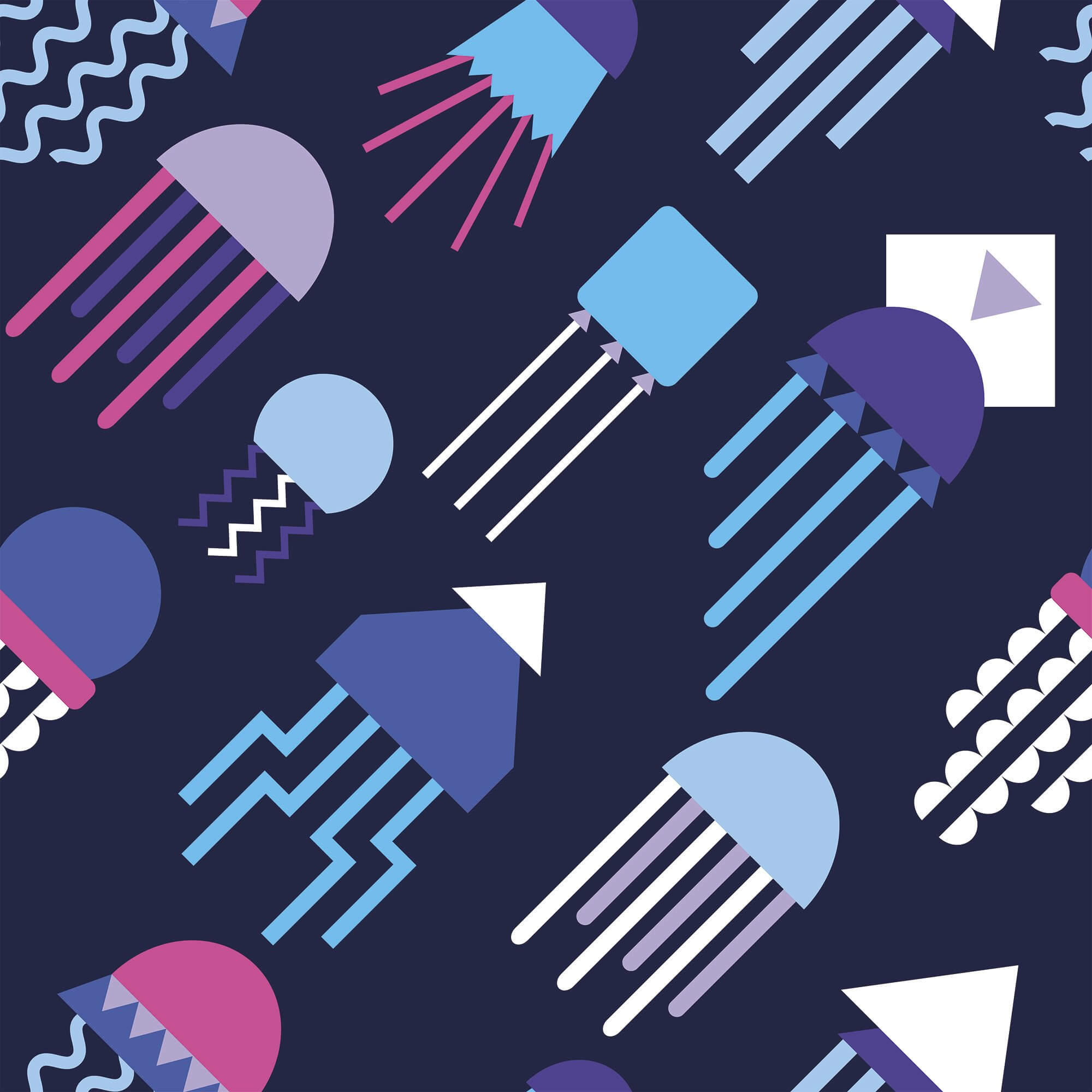 Blue and Purple Fish Nautical Peel and Stick Removable Wallpaper - Self-Adhesive Decorative Wall Covering for Bedroom, Bathroom, Nursery & Home Decor