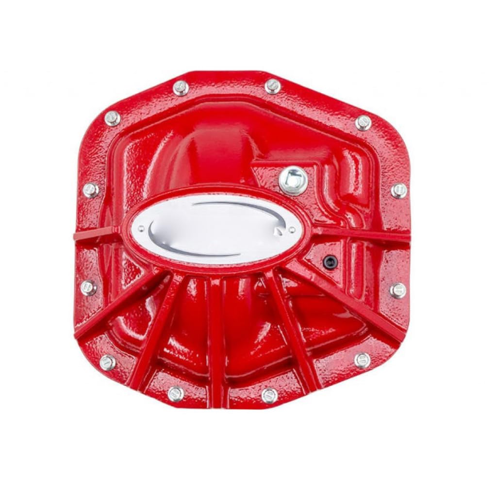 Rancho Suspensions Differential Cover for Jeep Wrangler JL 2018 - Front Red Powder Coated Rubicon | Heavy-Duty Off-Road Protection | Perfect for Rock Crawling & Trail Adventures