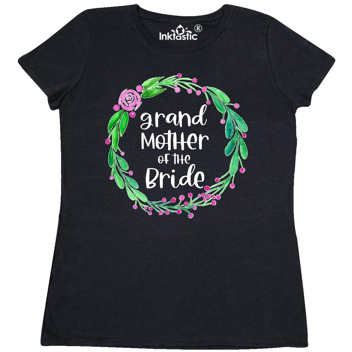 Grandmother of The Bride Rose Wreath Women's T-Shirt | Comfortable Cotton Tee for Weddings & Family Events | Perfect Gift for Grandma