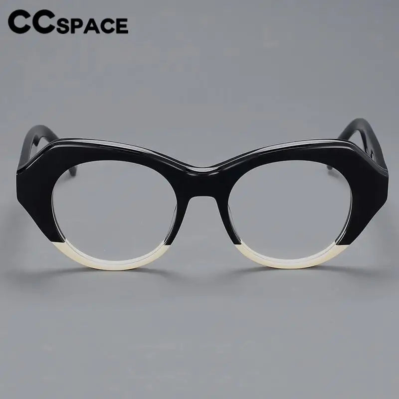 CCspace Unisex Full Rim Oval Acetate Eyeglasses Frame 57204 - Lightweight & Durable for Work, Reading & Fashion