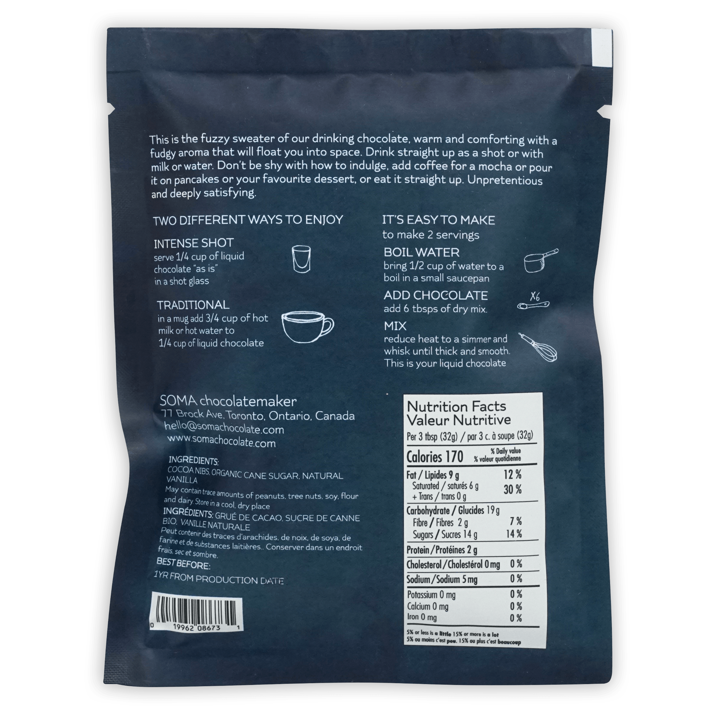 Dark Chocolate Drinking Cocoa Powder - Rich & Creamy Hot Chocolate Mix for Mugs - Perfect for Cozy Nights & Winter Warmth