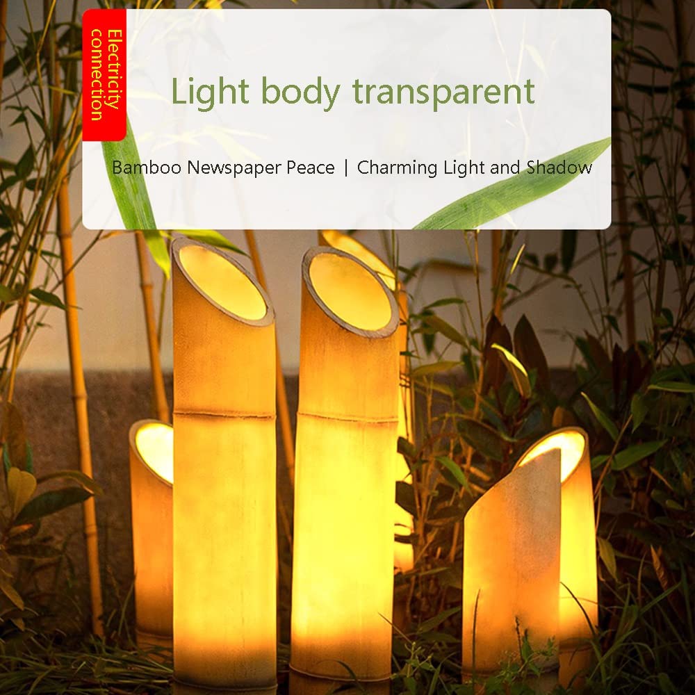 Solar Garden Lights Outdoor Waterproof - Bamboo Style for Lawn & Park Decoration