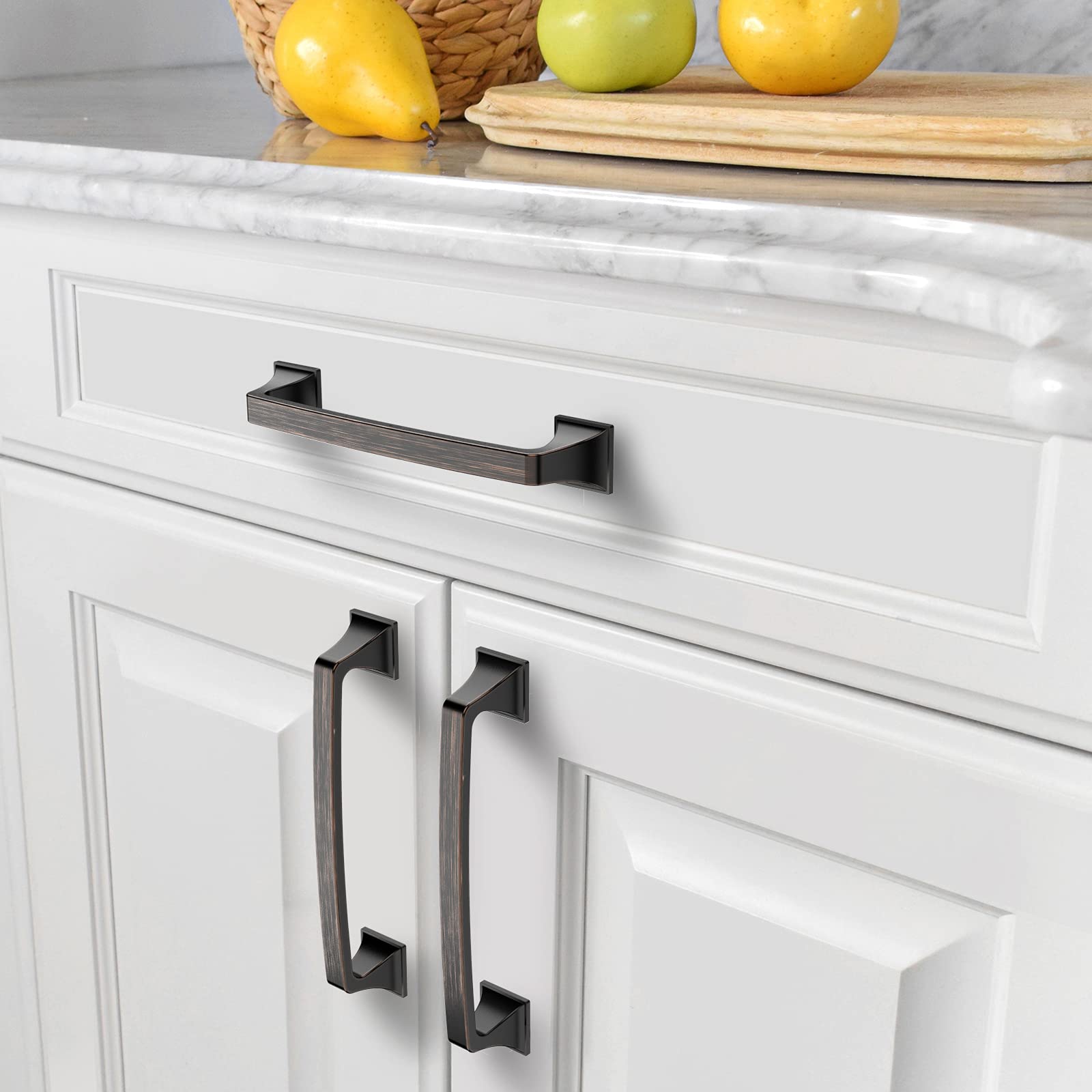 Amerdeco 10 Pack Oil Rubbed Bronze Cabinet Pulls 6-1/4 Inch (160mm) - Kitchen & Bathroom Hardware for Drawers & Dressers