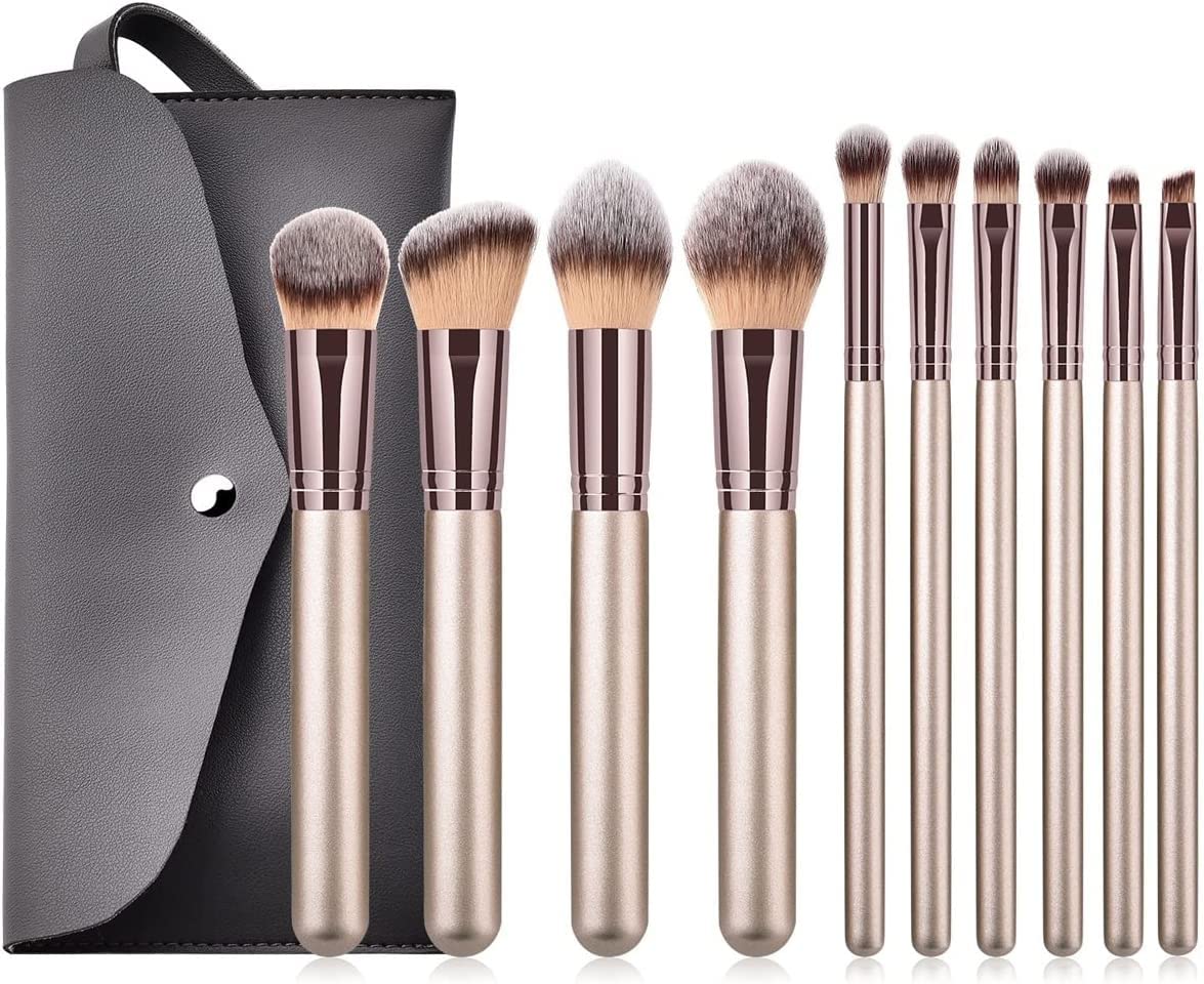 10-Piece Premium Synthetic Makeup Brush Set for Foundation, Powder, Concealer, Eyeshadow & Blush – Perfect Gift for Makeup Lovers | Home & Professional Use