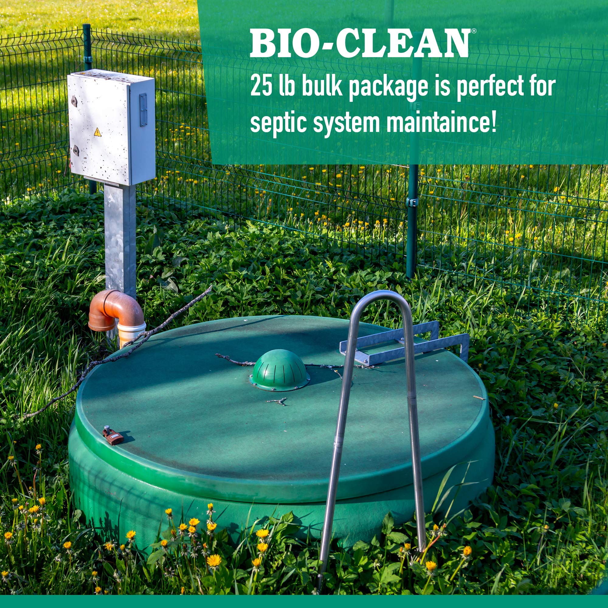 **25lb Bulk Drain Septic Bacteria - Natural Drain Cleaner for Septic Tanks, Grease Traps & Pipes | 100% Guaranteed, No Harsh Chemicals | Removes Fats, Oil & Grease | Ideal for Home, RV & Commercial Use**