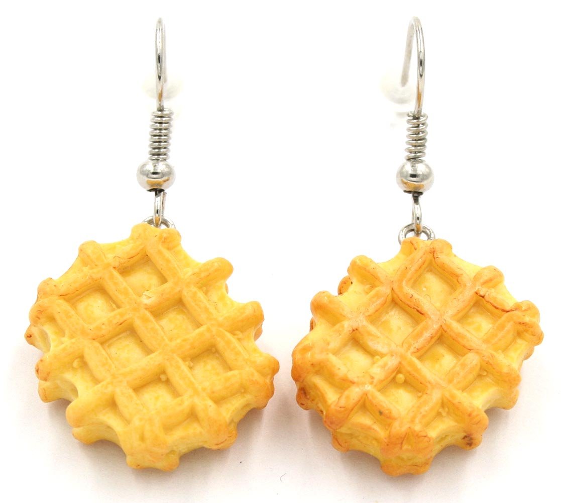 Handmade Polymer Clay Waffle Earrings - Freshly Baked Style Food Jewelry for Women | Perfect for Breakfast Lover Gifts, Coffee Date Accessories & Kawaii Fashion