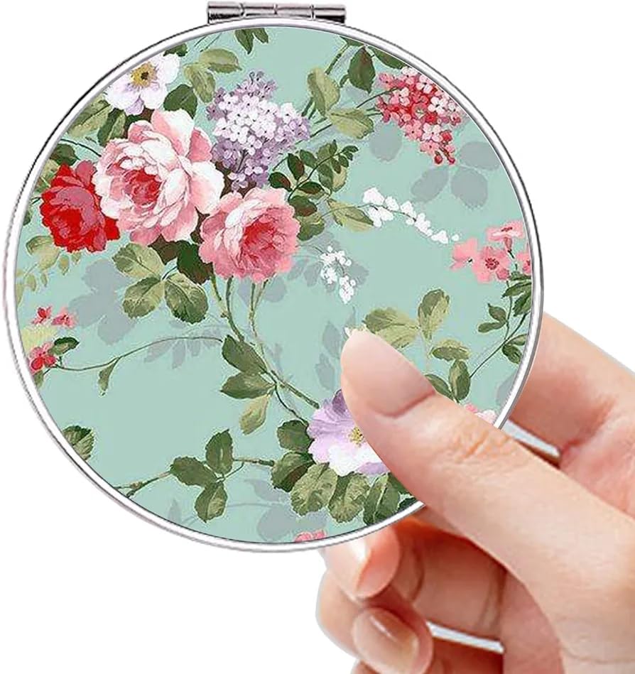 FEELHIGH Compact Pocket Mirror - Small Travel Makeup Mirror with Double-Sided Design for Purse, Handbag & On-the-Go Touch Ups | Portable Folding Mirror for Women, Girls & Travel Essentials