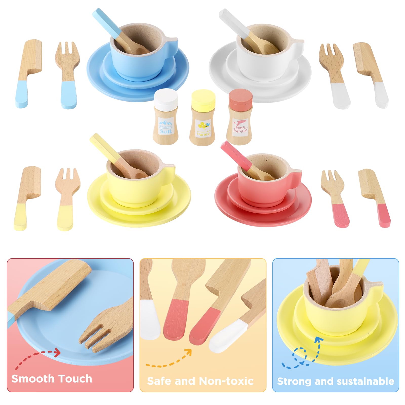 GAGAKU 27-Piece Wooden Play Kitchen Set for Kids - Montessori Learning Toy with Dishes, Plates & Cooking Accessories for Toddlers Ages 3-8 - Pretend Play for Boys & Girls - Perfect for Imaginative Play & Early Childhood Development