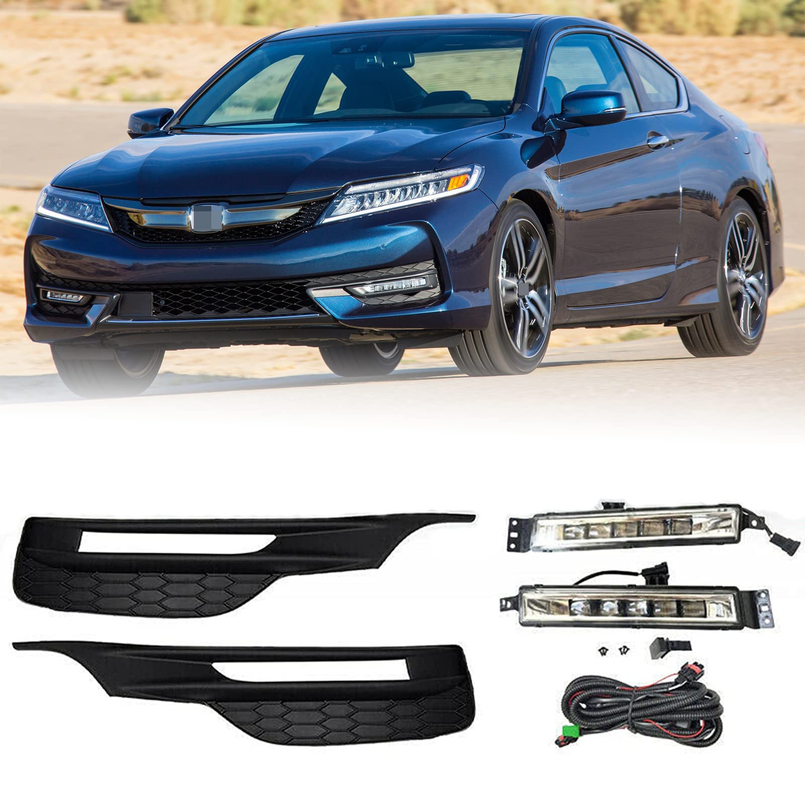 2016-2017 Honda Accord Coupe/Sedan LED Fog Lights - Dynamic Turn Signal DRL Breathing Lights (Left & Right Pair) - Upgrade Your Night Driving Safety & Style