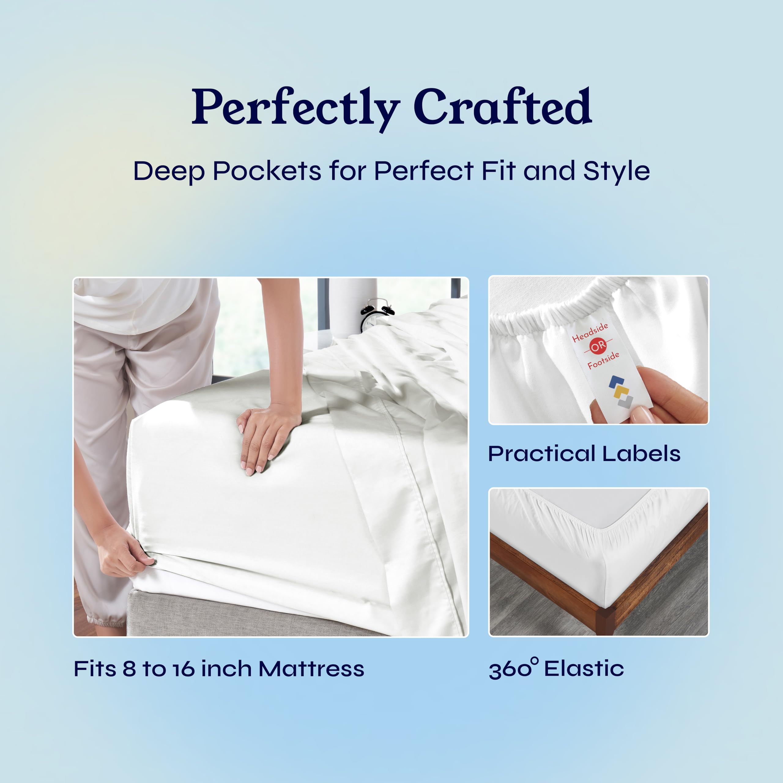California Design Den 400 Thread Count 100% Cotton King Size Sheet Set - Luxury Sateen Bed Sheets & Pillowcases for King Bed, Breathable Deep Pocket Bedding in Antique White | Perfect for Hot Sleepers & Luxury Hotel-Style Bedrooms
