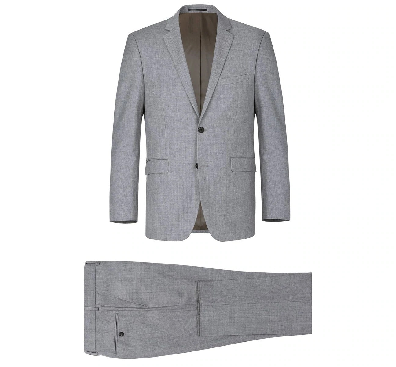 Alessandro Vitello by Renoir Grey 2-Piece Slim Fit Notch Lapel Wool Suit - Premium Business Attire for Weddings, Interviews & Formal Events (Style 5085)