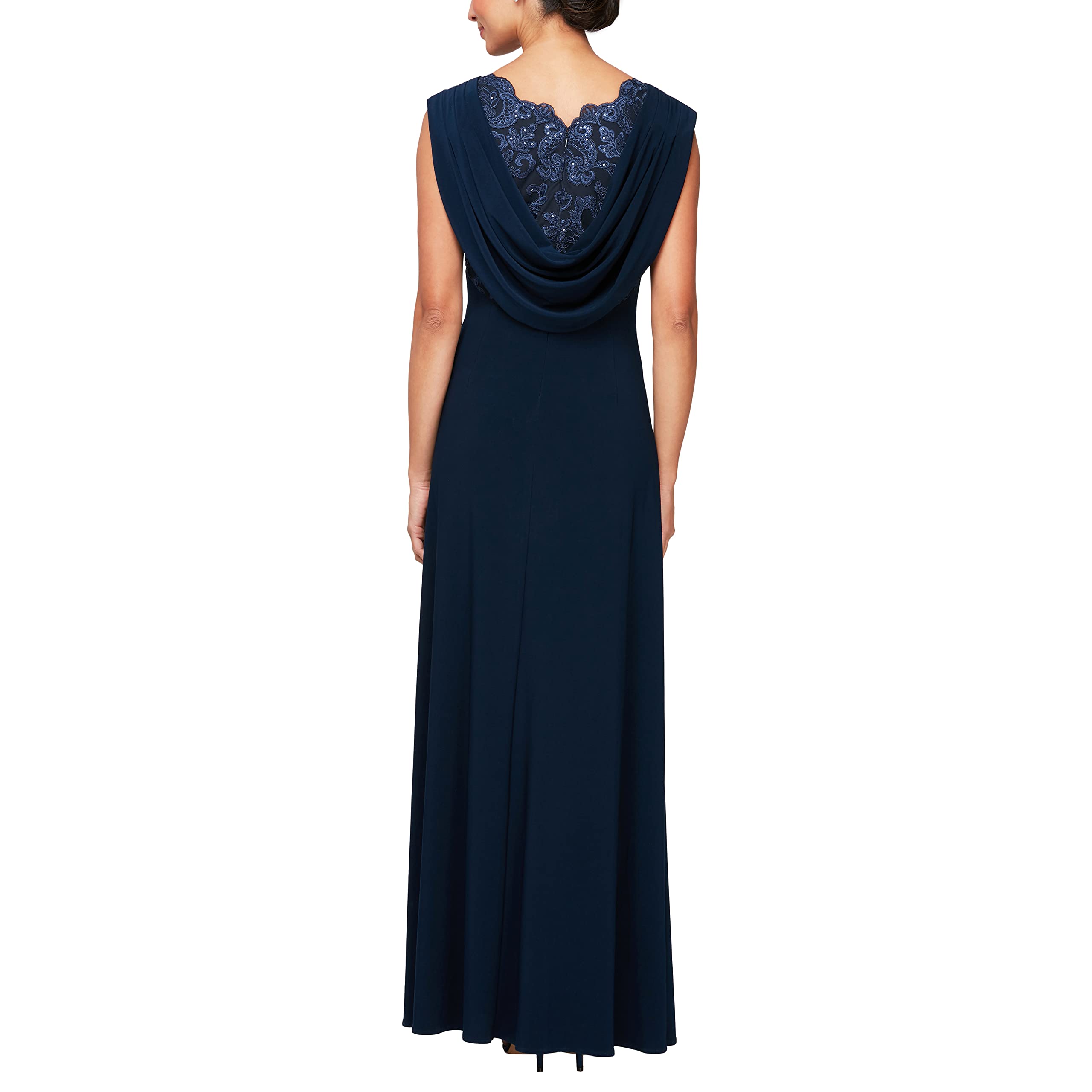 Alex Evenings Women's Long Cowl Back Mother of The Bride Dress - Elegant Formal Evening Gown for Weddings, Galas & Special Occasions (Petite & Regular Sizes) | Perfect for Wedding Guest, Cocktail Party & Black Tie Events